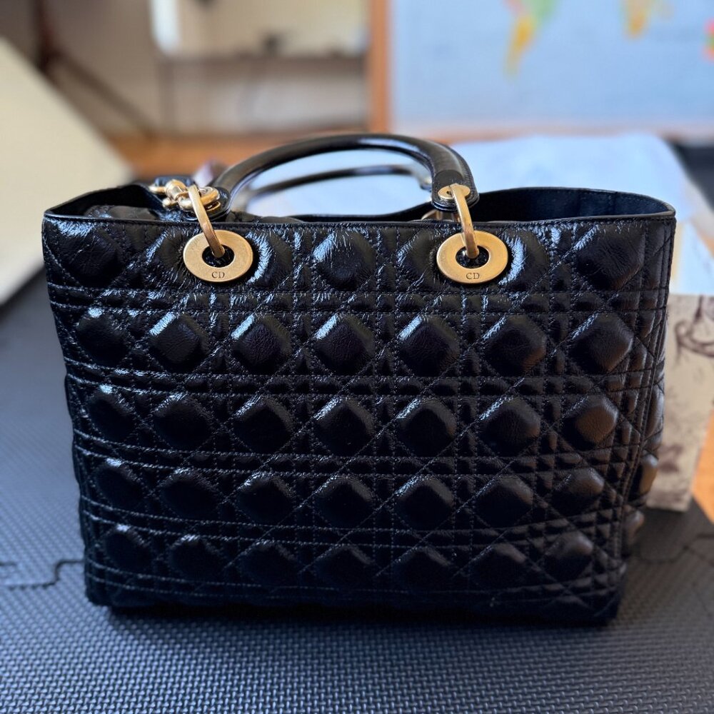Large Leather Lady Dior Bag - Picture 3 of 13